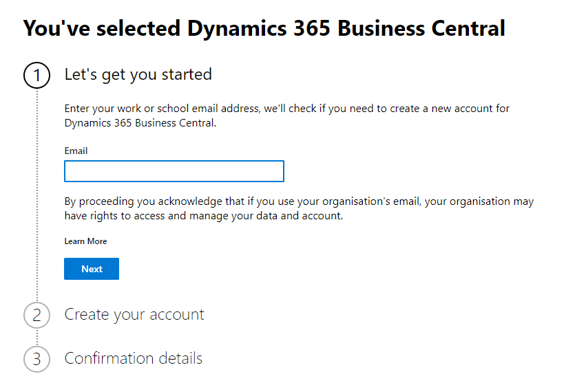 How to Get a Business Central Trial Account Created?