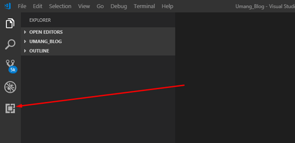 Now open visual studio code and go to extensions