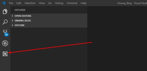 Now open visual studio code and go to extensions